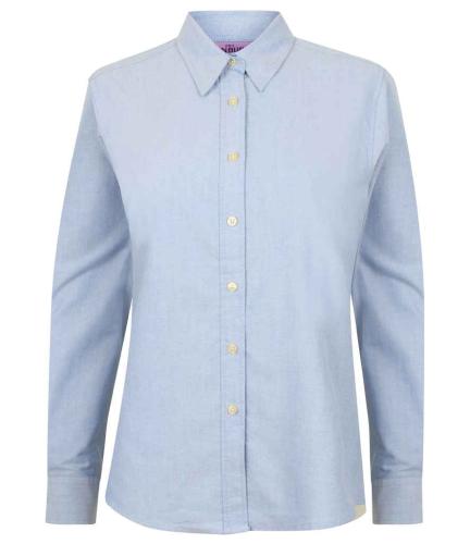 Henbury Lds L/S Classic Oxford Shirt - Blue - 3XL